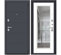 Дверь входная Porta R-3 4 / П61 Graphite Pro / Super White R / Лунный камень с зеркалом