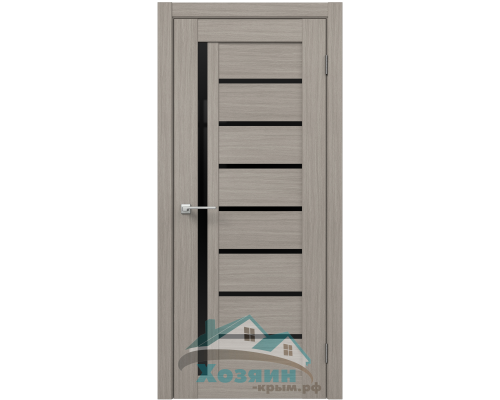 Дверь межкомнатная 302 Неаполь Серый стекло Чёрное лакобель экошпон