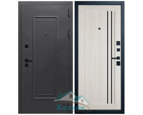 Дверь входная Оптима 1 Муар Антрацит 7016 Atum Pro 33 Artic Oak Black Gloss