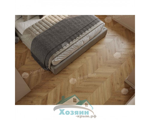 Кварц винил Alpine Floor Альпийский Шеврон ECO 18-15 Дуб Буна 600х127 5/43 Ёлочка