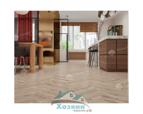 Кварц винил Alpine Floor Альпийский Шеврон ECO 18-21 Гикори 600х127 5/43 Ёлочка