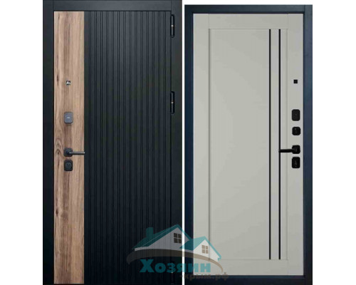 Дверь входная Balance Duo Carbon Walnut E33 Taupe Black Gloss