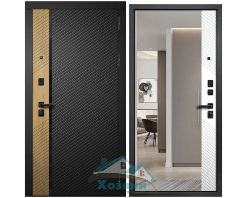 Дверь входная Fly Doors 3К Дилайн Блэк Черная Шагрень Зеркало