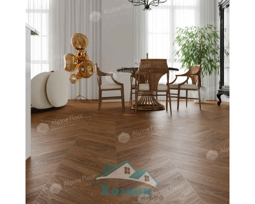 Кварц винил Alpine Floor Альпийский Шеврон ECO 18-22 Орех Нойер 600х127 5/43 Ёлочка
